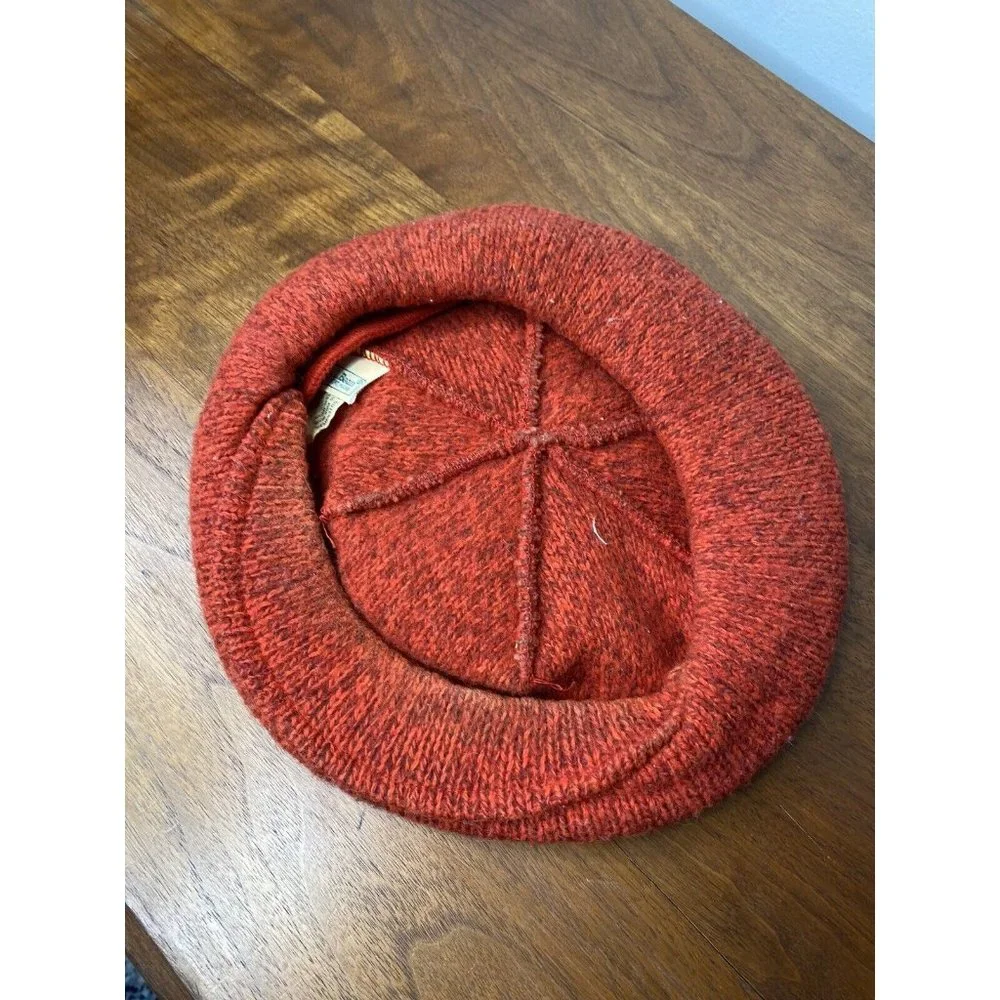 LL Bean Vintage Wool Guide Hat Early Label USA Cap Orange News Boy - Picture 3 of 8